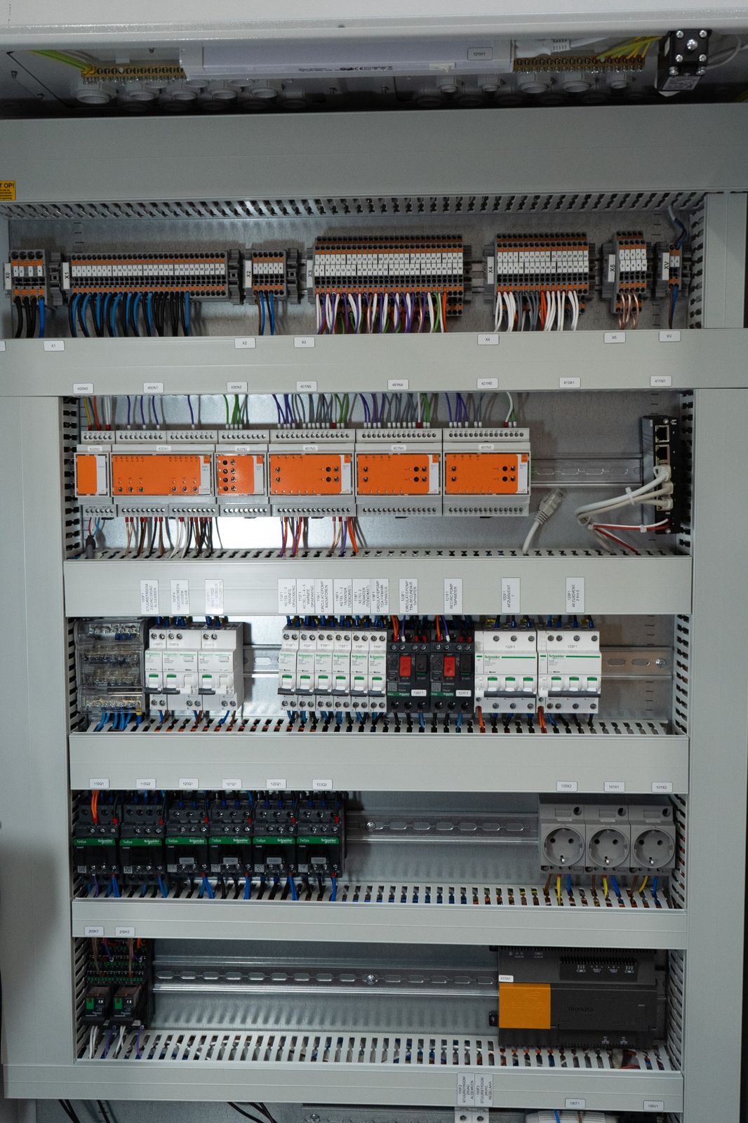 Complete regelkast met klemmen, I/O en vermogenscomponenten
